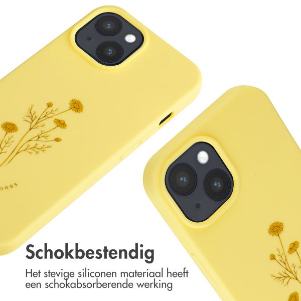 imoshion Siliconen design hoesje met koord iPhone 15 - Flower Yellow