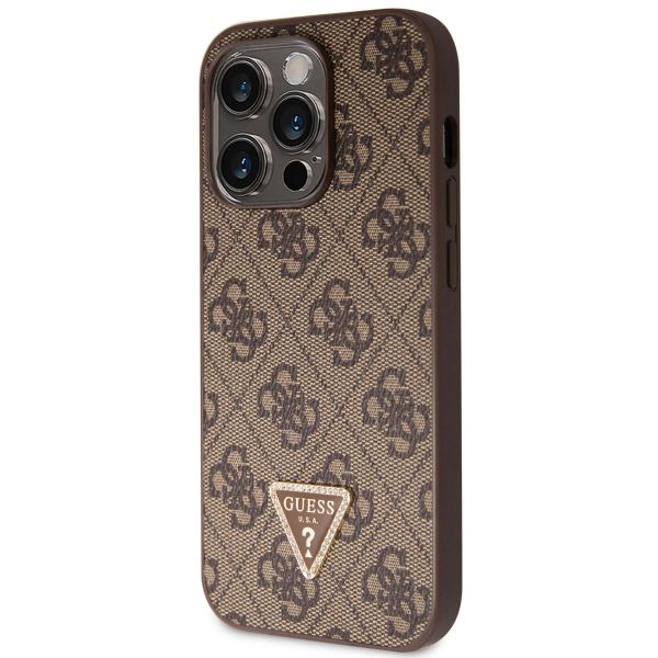 Guess 4G Logo Triangle Strass Backcover iPhone 15 Pro - Bruin