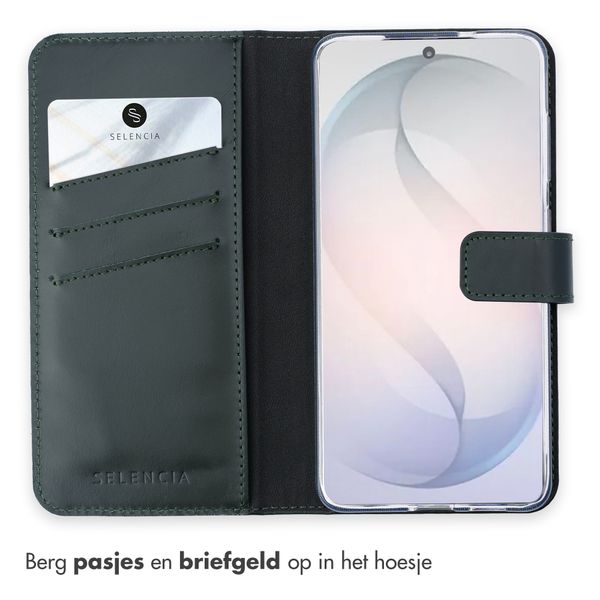 Selencia Echt Leren Bookcase Samsung Galaxy S26 - Groen