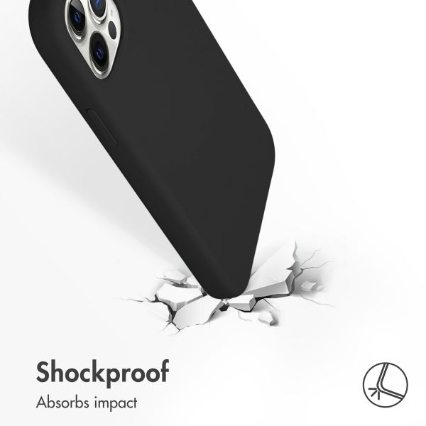 Accezz Liquid Silicone Back Cover Apple iPhone 12 (Pro) - Black