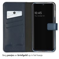 Selencia Echt Lederen Bookcase Samsung Galaxy A14 (5G/4G) - Blauw