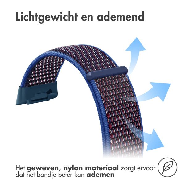 imoshion Nylon bandje Fitbit Charge 5 - Maat L - Blauw