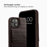 Selencia Nova Real Leather Backcover met Koord en Pashouder Apple iPhone 15 - Dark Chocolate