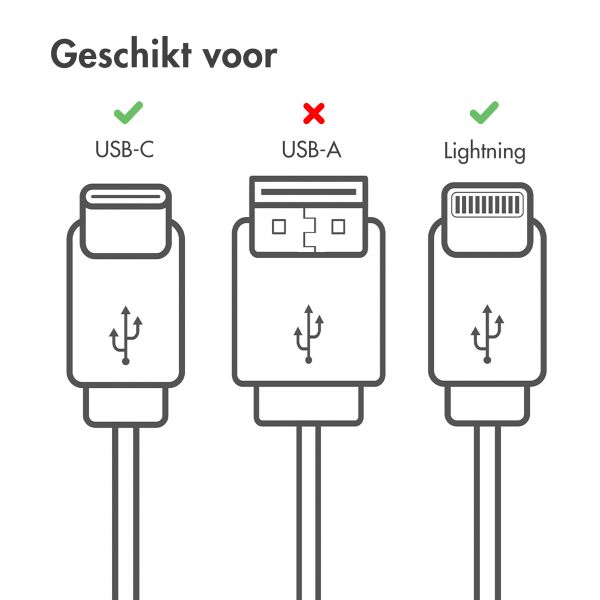 imoshion Lightning naar USB-C kabel - Non-MFi - Gevlochten textiel - 1 meter - Wit