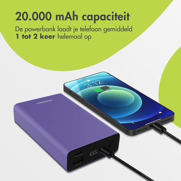 imoshion Ultra Series Aluminium | Powerbank 20.000 mAh - Snelladen tot 33 watt - Tropical Violet