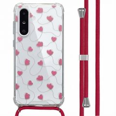 imoshion Design hoesje met koord Samsung Galaxy A36 - Dusty Rose Connected Hearts