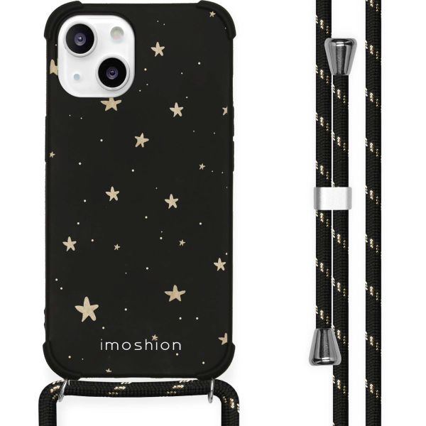 imoshion Design hoesje met koord iPhone 13 - Sterren - Goud