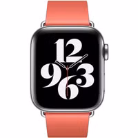 Apple Leather Band Modern Buckle Apple Watch Series 1 t/m 9 / SE (38/40/41 mm) | Series 10 / 11 (42 mm) - Maat S - Pink Citrus