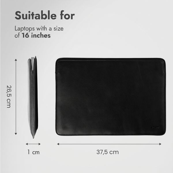 Accezz Leather laptop sleeve 16 inch - Black