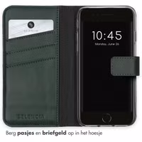Selencia Echt Lederen Bookcase Apple iPhone SE (2022 / 2020) / 8 / 7 / 6(s) - Groen
