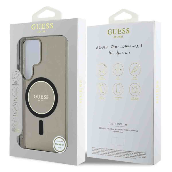 Guess MagSafe IML Glitter Gradient Case Samsung Galaxy S25 Ultra - Zwart