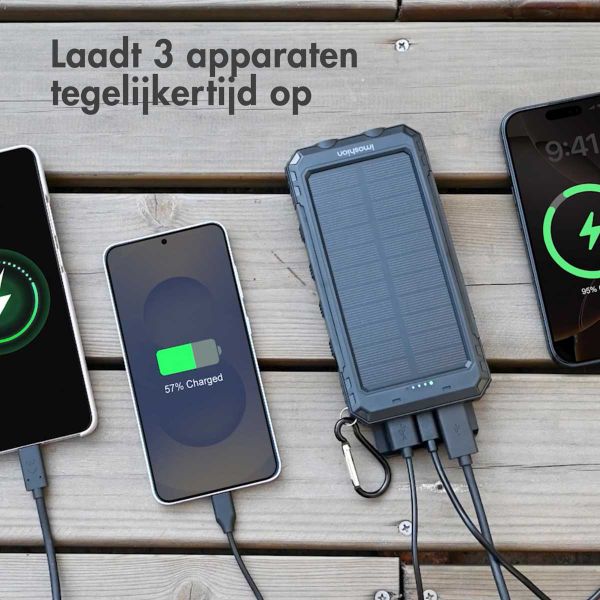 imoshion Solar Powerbank met Zonnepaneel - Quick Charge en Power Delivery - 10.000 mAh - Zwart