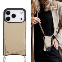 Selencia Nova Telefoonhoes met Koord en Pashouder Apple iPhone 17 Pro - Beige