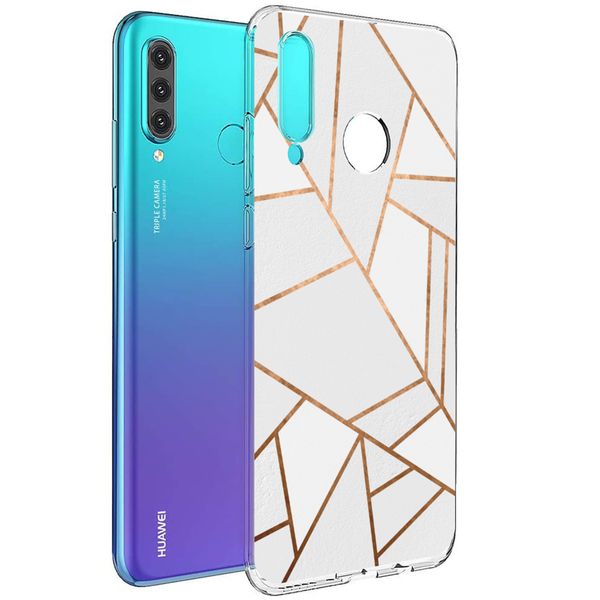 imoshion Design hoesje Huawei P30 Lite - Grafisch Koper / Wit