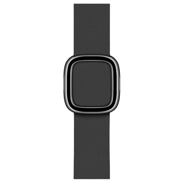 Apple Leather Band Modern Buckle Apple Watch Series 1 t/m 9 / SE (38/40/41 mm) | Series 10 (42 mm) - Maat S - Zwart