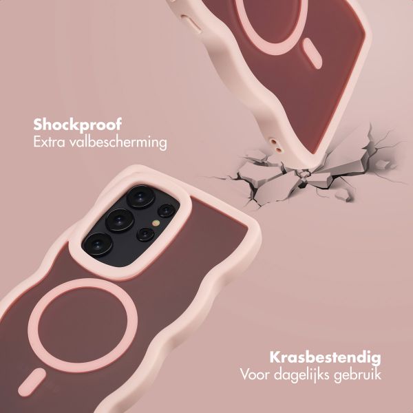 Selencia Wavy Backcover met MagSafe Samsung Galaxy S24 Ultra - Soft Pink