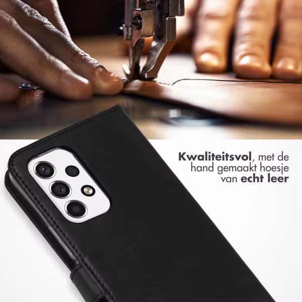 Selencia Echt Leren Bookcase Samsung Galaxy A53 - Zwart