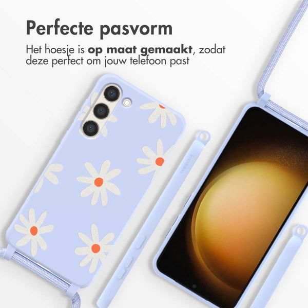 imoshion Siliconen design hoesje met koord Samsung Galaxy S23 Plus - Lila Flower Distance