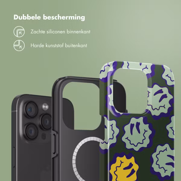 Selencia Vivid Backcover met MagSafe Apple iPhone 15 Pro - Wavy Smiley Green