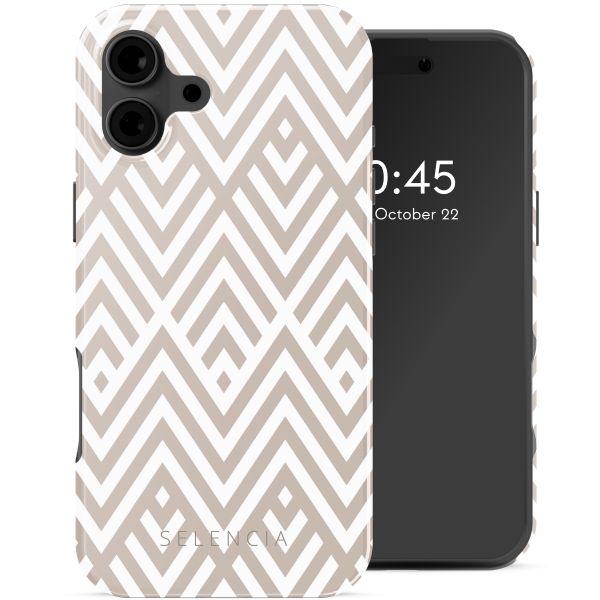 Selencia Vivid Tough Backcover met MagSafe Apple iPhone 16 - Beige Zigzag