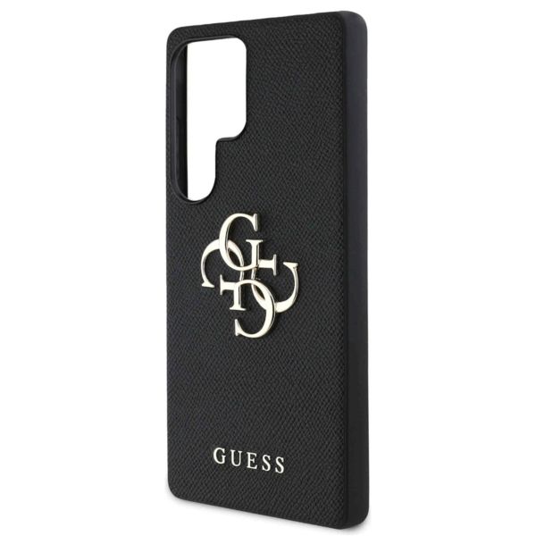Guess 4G Metal Logo Saffiano Backcover Samsung Galaxy S25 Ultra - Zwart