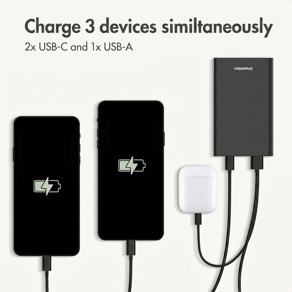 imoshion Ultra Series Aluminium Powerbank 20,000 mAh - Quick Charge and Power Delivery - Black
