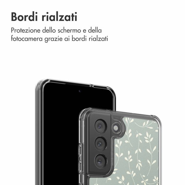 imoshion Design hoesje Samsung Galaxy S21 FE - Smoke Green Flowers