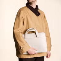 Accezz Leather Laptoptas 16 inch - Beige