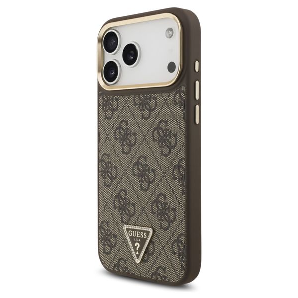 Guess Classic Triangle Logo Leather Backcover met MagSafe Apple iPhone 17 Pro Max - Bruin