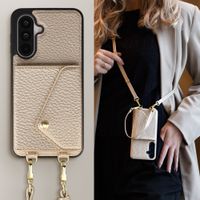 Selencia Sera Telefoonhoes met Koord en Envelop Pashouder Samsung Galaxy A18 / A17 / A26 - Champagne