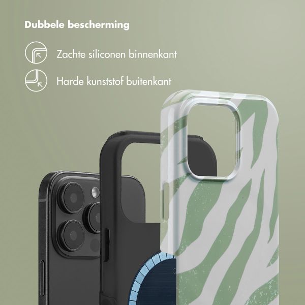 Selencia Vivid Backcover met MagSafe Apple iPhone 16 Pro - Colorful Zebra Sage Green