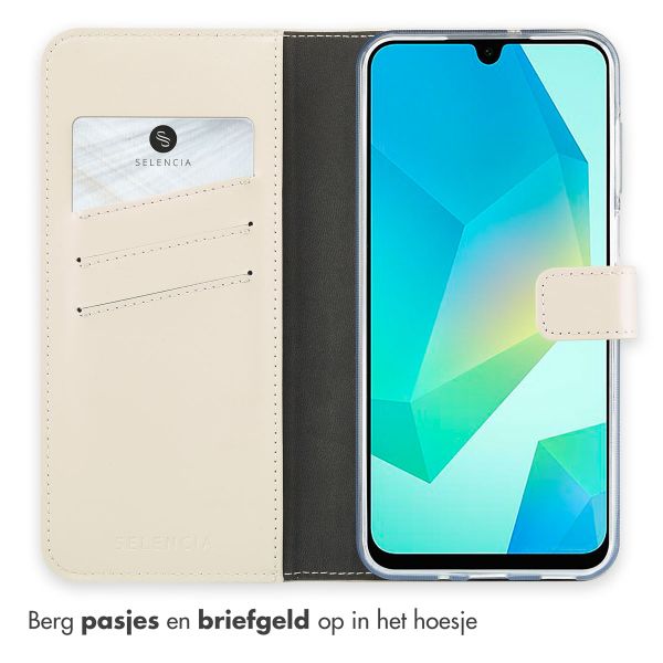 Selencia Echt Leren Bookcase Samsung Galaxy A16 - Greige