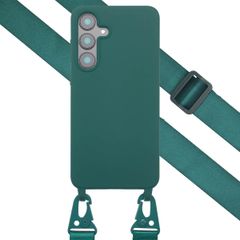 Selencia Siliconen hoesje met afneembaar koord Samsung Galaxy S25 FE - Donkergroen