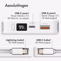 Powerbank 10.000 mAh met geïntegreerde kabels - Quick Charge en Power Delivery - Oranje Leeuwin