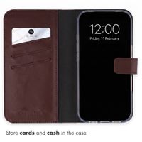 Selencia Genuine Leather Book Case Apple iPhone 18 Pro / 17 Pro - Brown