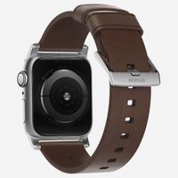 Nomad Modern Band van leder Apple Watch Series 1 t/m 9 / SE (38/40/41 mm) | Series 10 (42 mm) - Bruin/Zilver