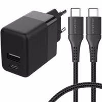 imoshion Oplader met USB-C naar USB-C kabel - Gevlochten textiel - 20 Watt - 2 meter - Zwart