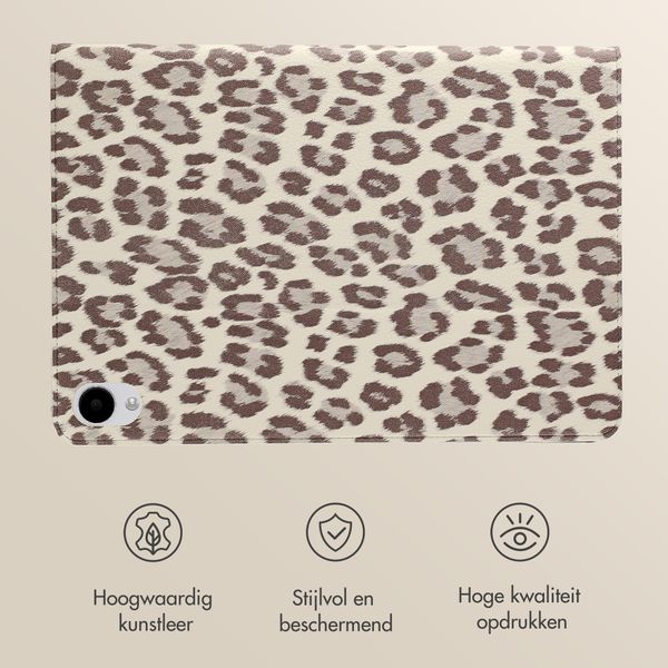Selencia Sabi Bookcase met panterprint Samsung Galaxy Tab S11 - Soft Ivory