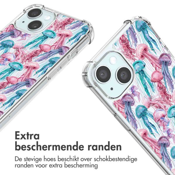 imoshion Design hoesje met koord Apple iPhone 15 - Jellyfish Watercolor