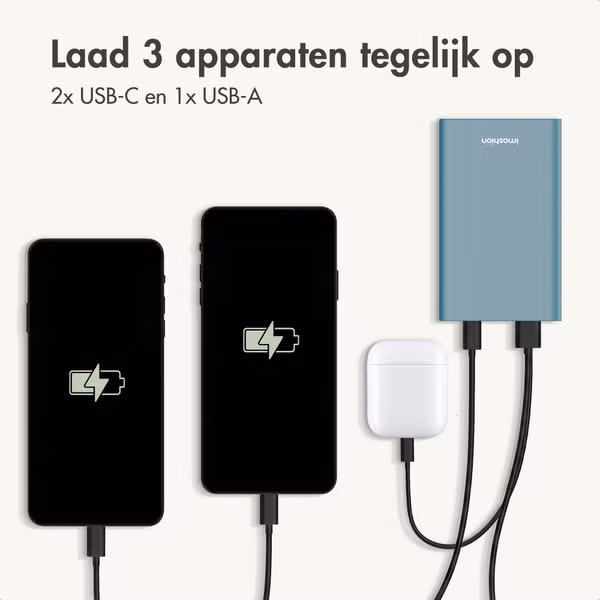 imoshion Ultra Series Aluminium Powerbank 20.000 mAh - Quick Charge en Power Delivery - Petrol Green
