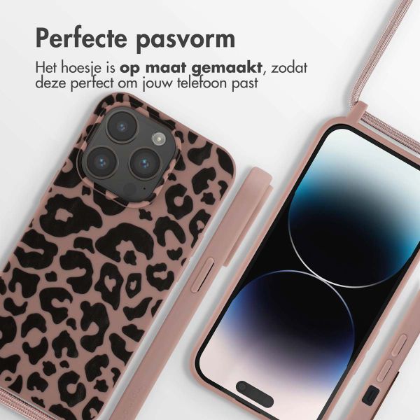 imoshion Siliconen design hoesje met koord iPhone 14 Pro - Animal Pink