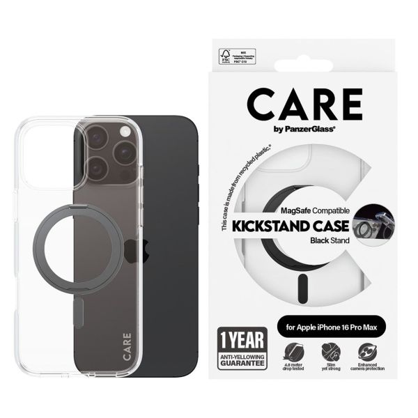 CARE by PanzerGlass Kickstand Case MagSafe Apple iPhone 16 Pro Max - Zwart