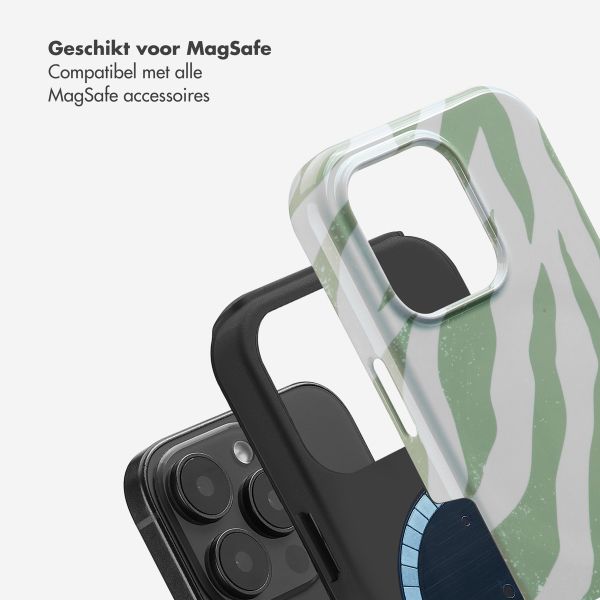 Selencia Vivid Tough Backcover met MagSafe iPhone 16 Pro - Colorful Zebra Sage Green