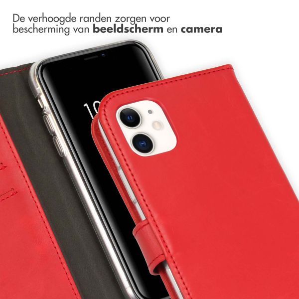 Selencia Echt Lederen Bookcase iPhone 11 - Rood