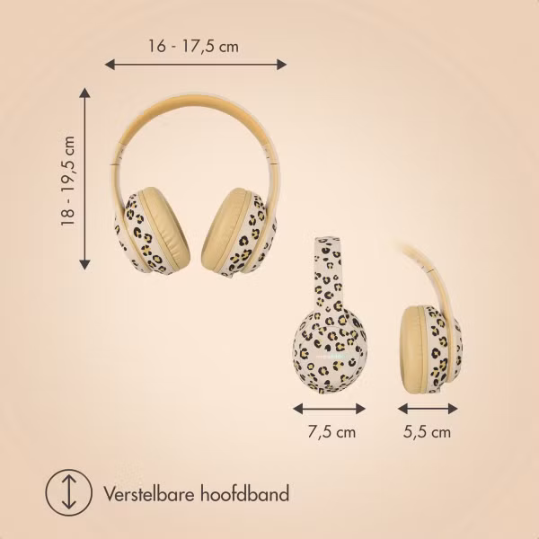 imoshion Special Edition - Draadloze Kinderkoptelefoon met Panterprint LED Light - Decibelbegrenzer - Met AUX kabel - Leopard