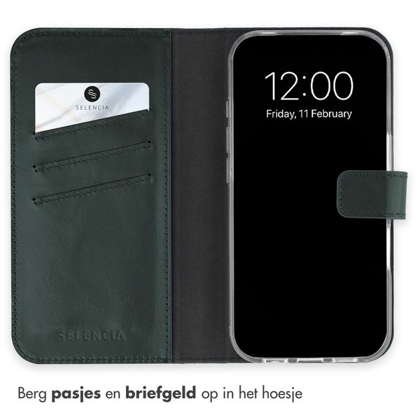 Selencia Echt Leren Bookcase Apple iPhone 18 Pro Max / 17 Pro Max - Groen