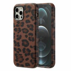 Selencia Sabi Back Cover Panther Print with MagSafe Apple iPhone 12 (Pro) - Mocha Brown