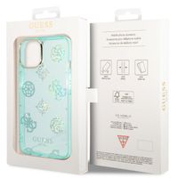 Guess Peony Glitter Backcover iPhone 14 - Turquoise