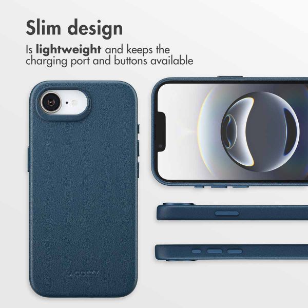 Accezz Leather Back Cover with MagSafe Apple iPhone 17e / 16e - Nightfall Blue