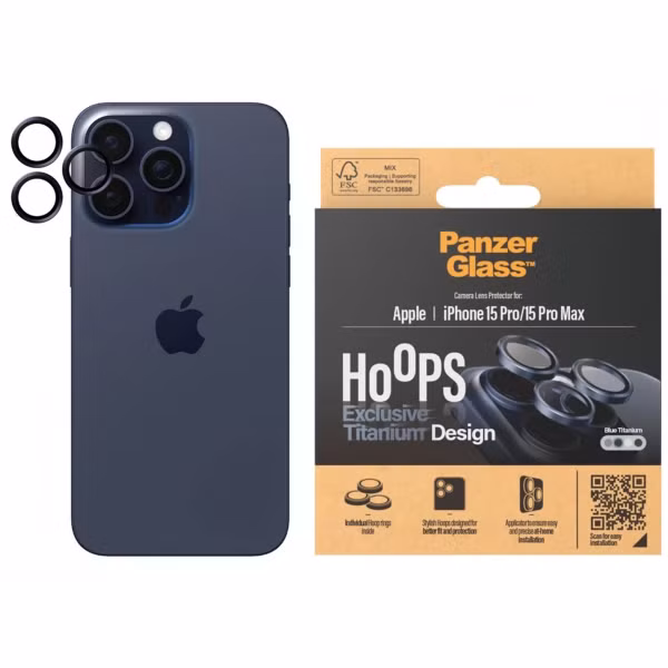 PanzerGlass Camera Protector Hoops Optic Rings Apple iPhone 15 Pro / 15 Pro Max - Blue Titanium
